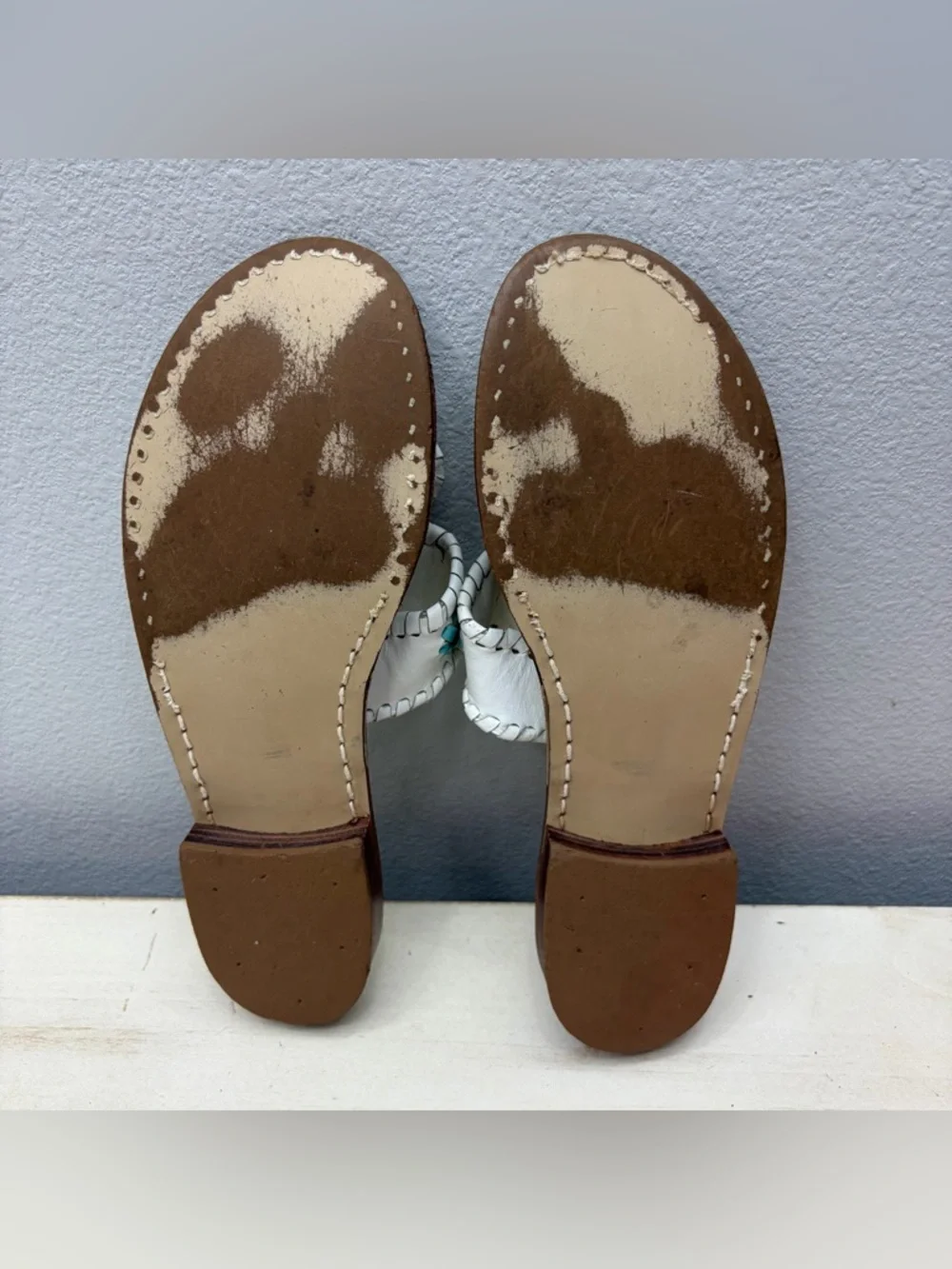 Jack Rogers White Leather Navajo Thong Sandals Size 7